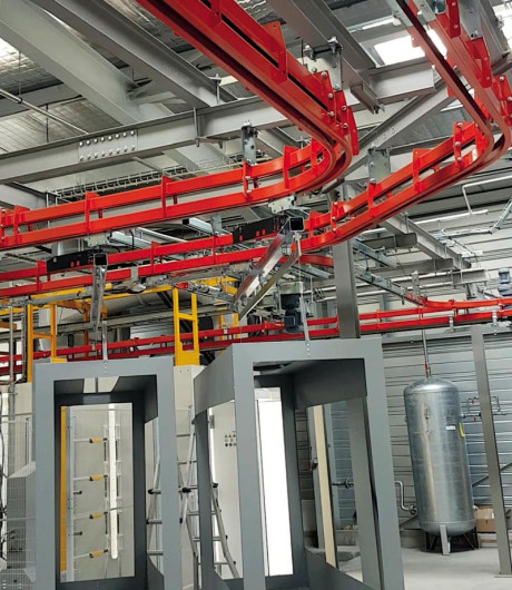 Convoyeur aérien pour ligne de peinture </br> ligne de thermolaquage / Ligne de traitement de surface